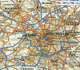 Stalybridge can be seen on this map towards the centre right-hand side